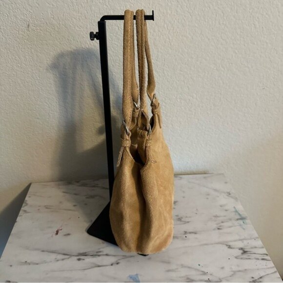 St Johns Bay Tan Suede Leather Small Hand Bag Purse Pocketbook Casual Weekender - Picture 4 of 10